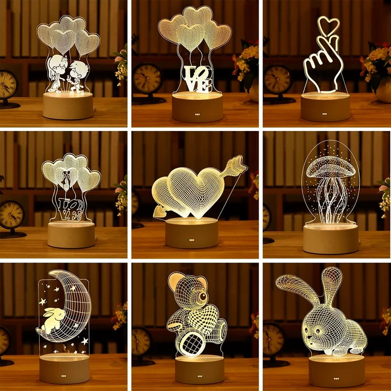 3D Valentine's Day Bedside Lamp