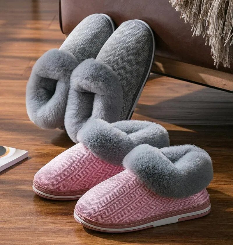 Winter Warm Plush Slippers Cozy & Safe Indoors