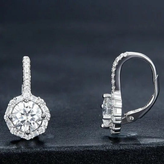 Engagement Moissanite Silver Hoop Earrings