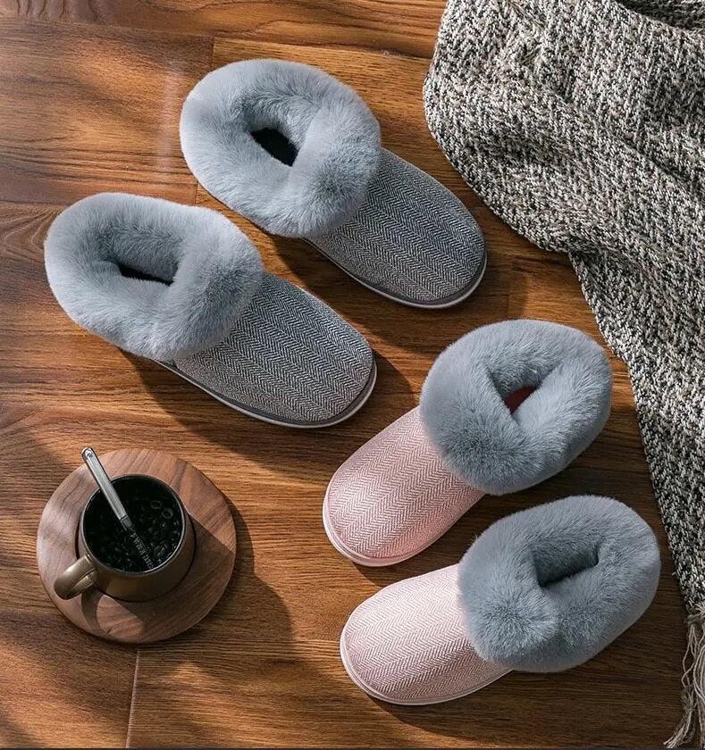 Winter Warm Plush Slippers Cozy & Safe Indoors