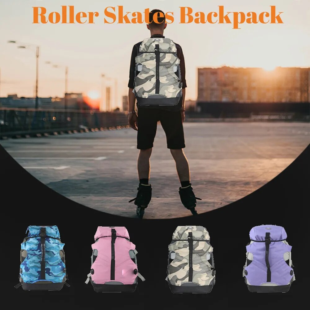 Durable Multi-Pocket Roller Skates Backpack