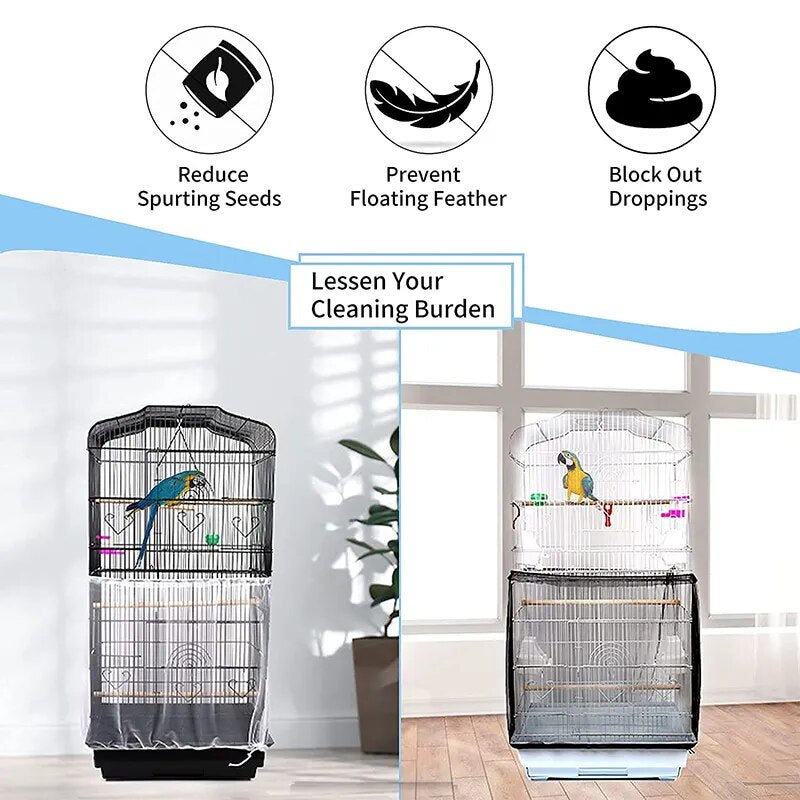 Bird Cage Seed Catcher Guard Net Cover