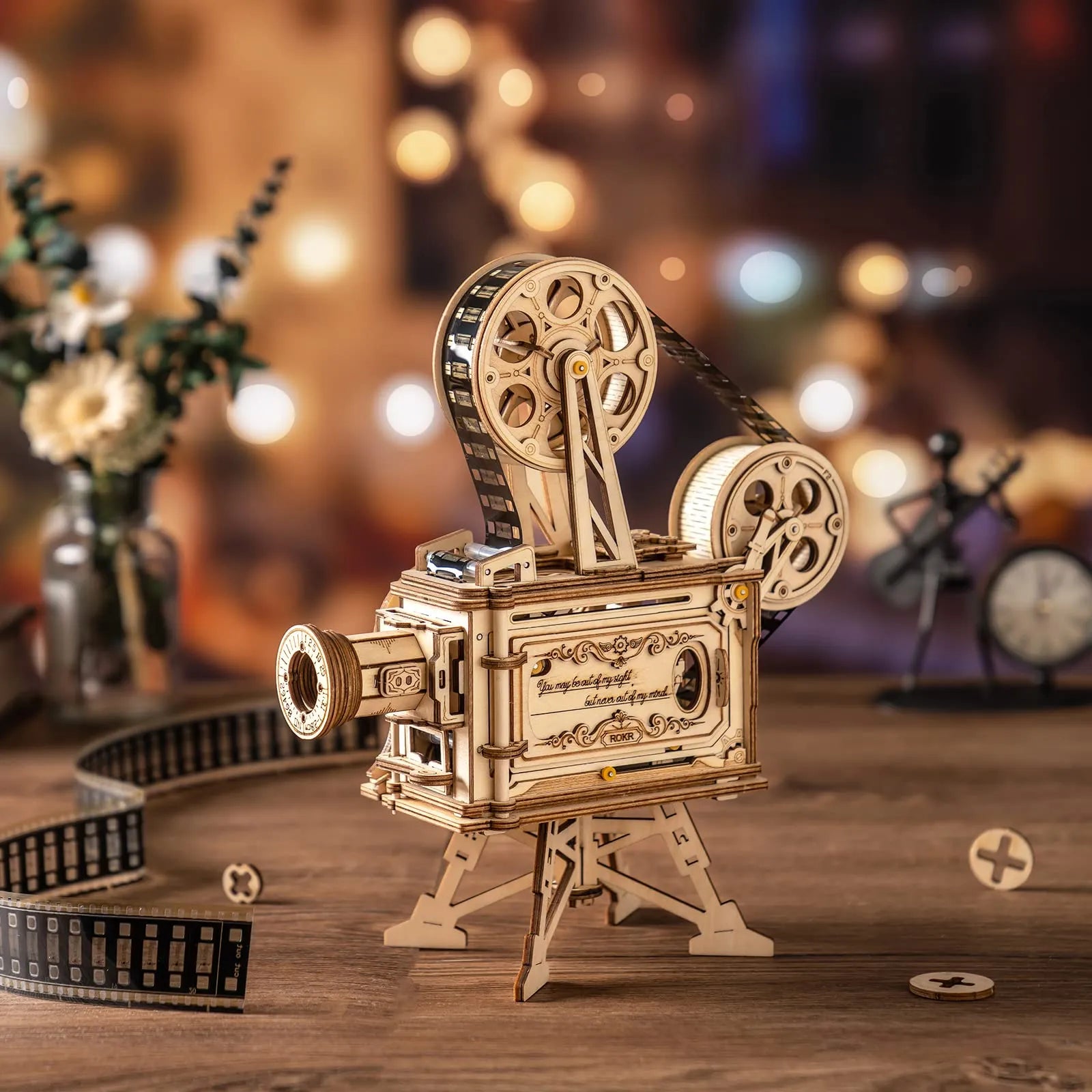 3D Hand Crank Film Projector Wooden