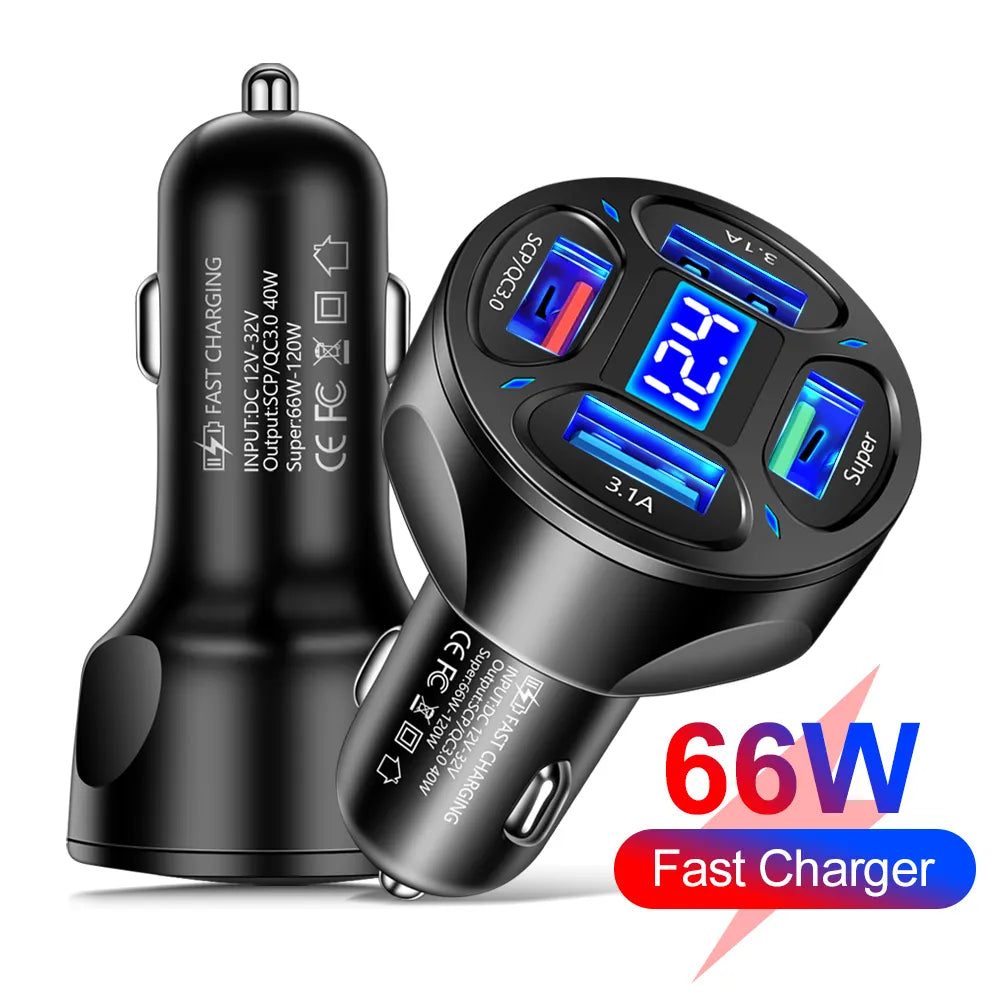 3 Ports USB Car Charger 66W