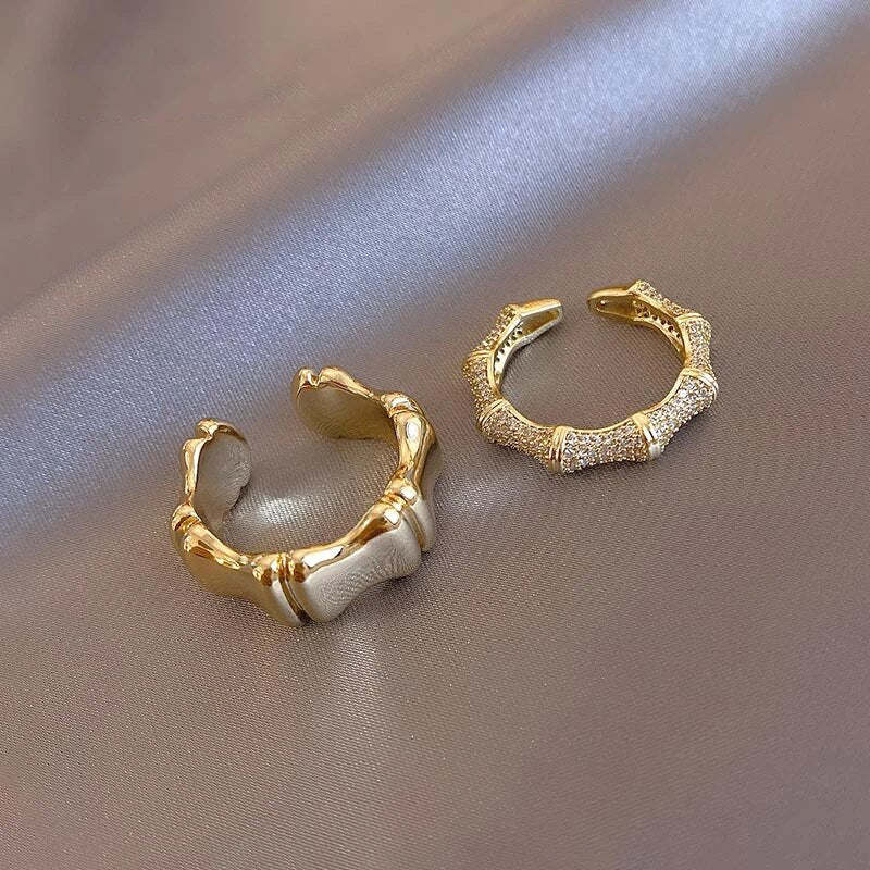 Gold Bamboo Skeleton Rings for Gothic Glam