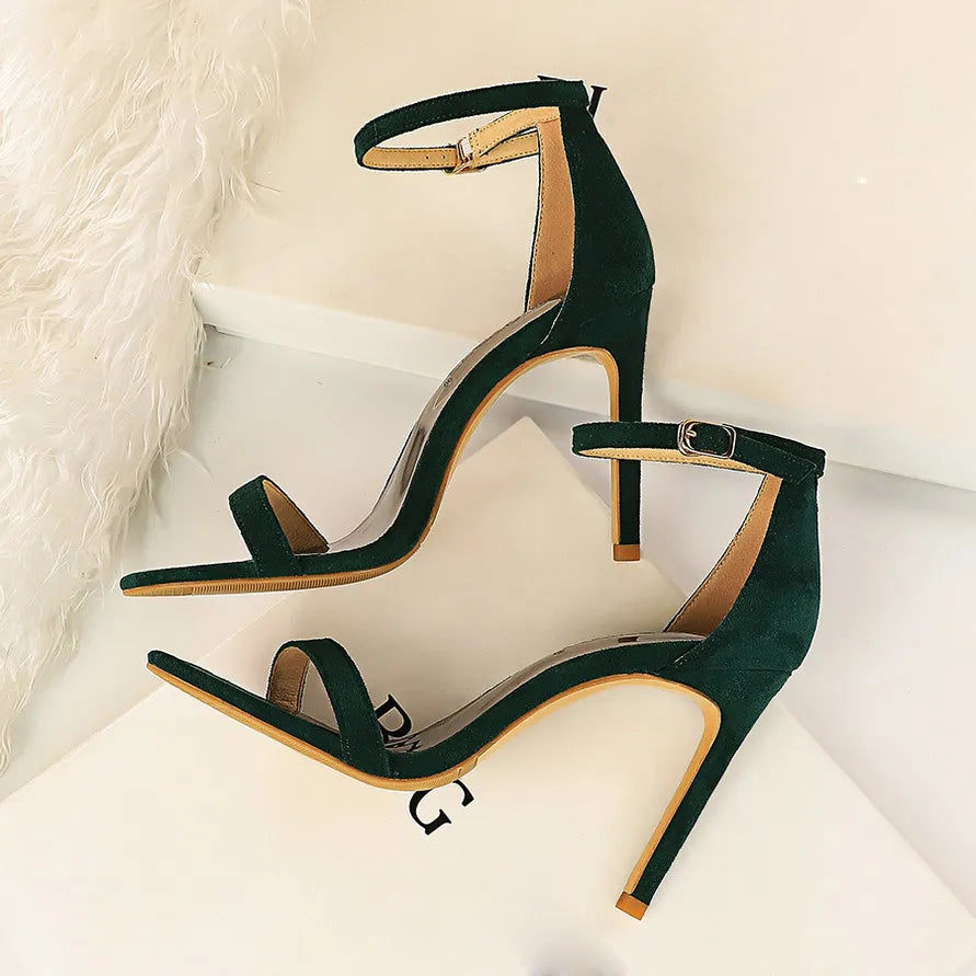 High Heels Flock Stripper Sandals