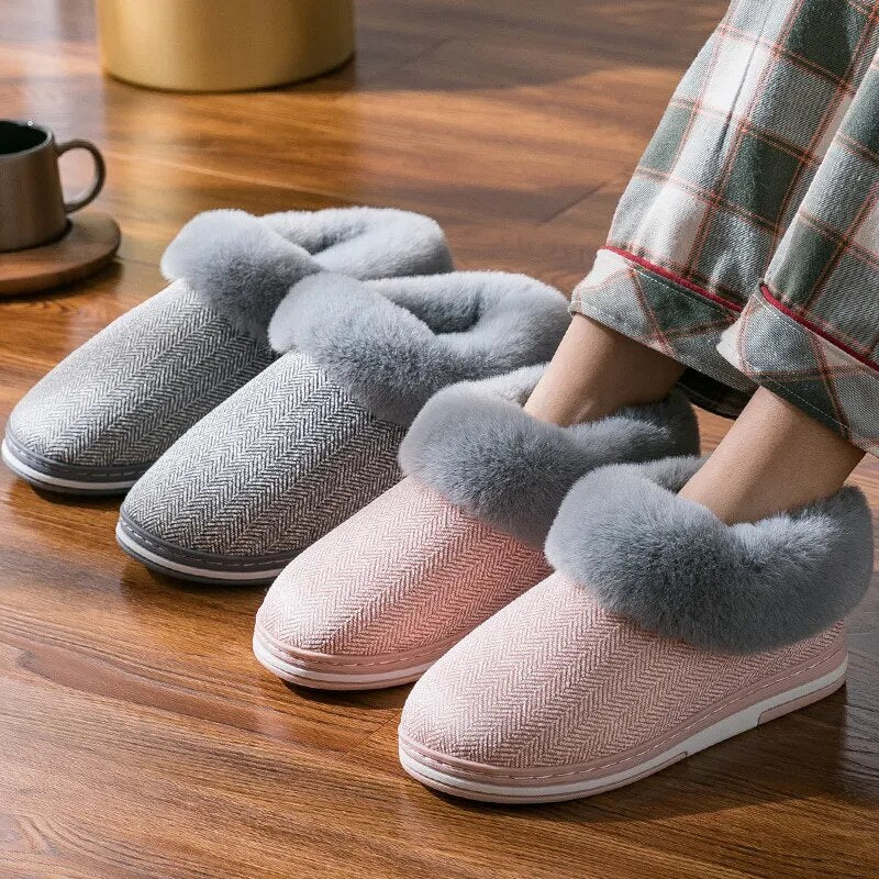 Winter Warm Plush Slippers Cozy & Safe Indoors