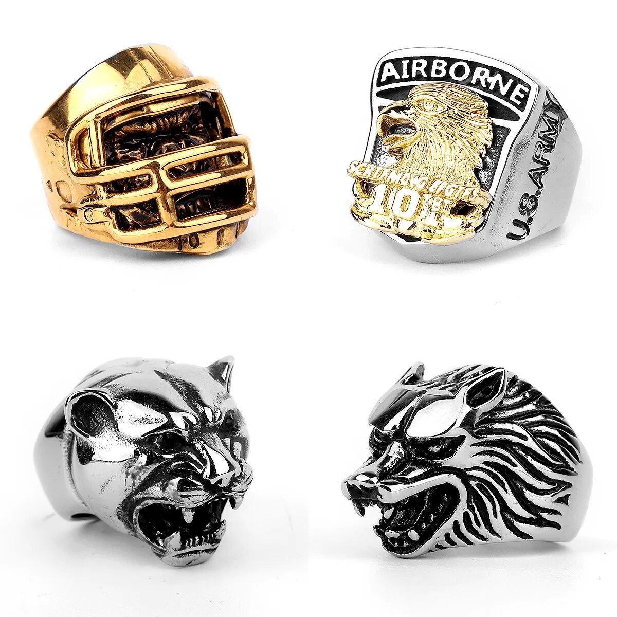 Eagle Dog Dragon Bird Snake Punk Hip Hop Trendy Rings