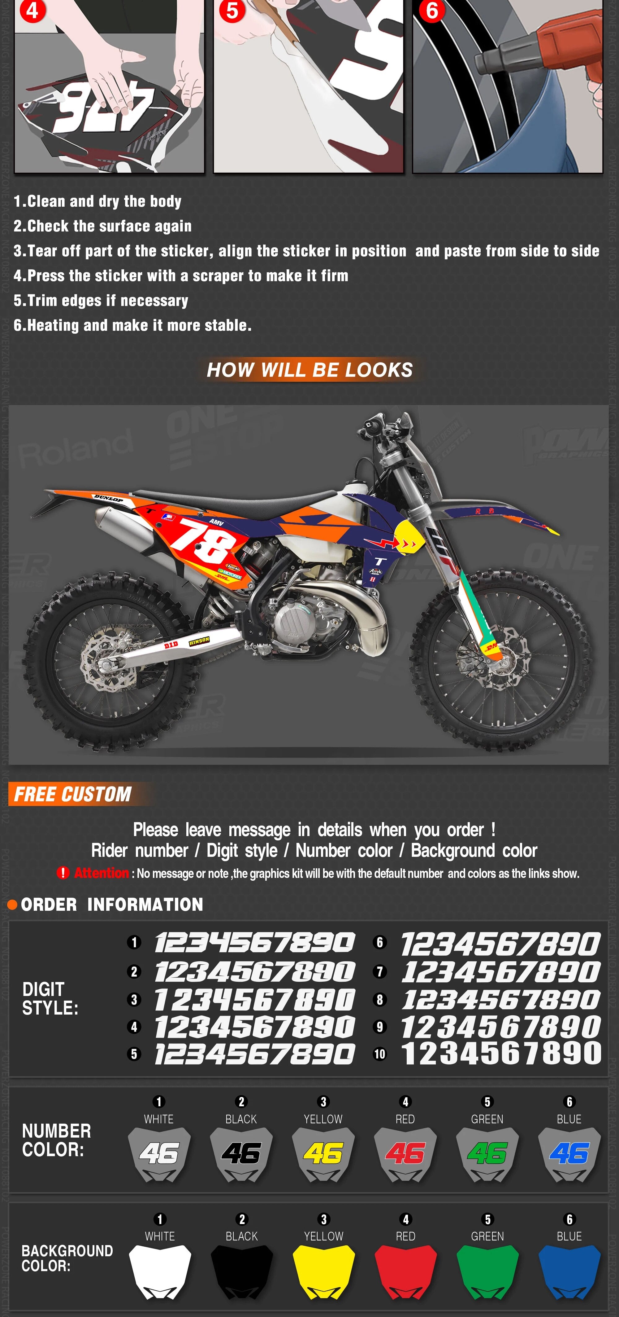 Custom 3M Graphics Kit for Bikes 125-500cc 09-19