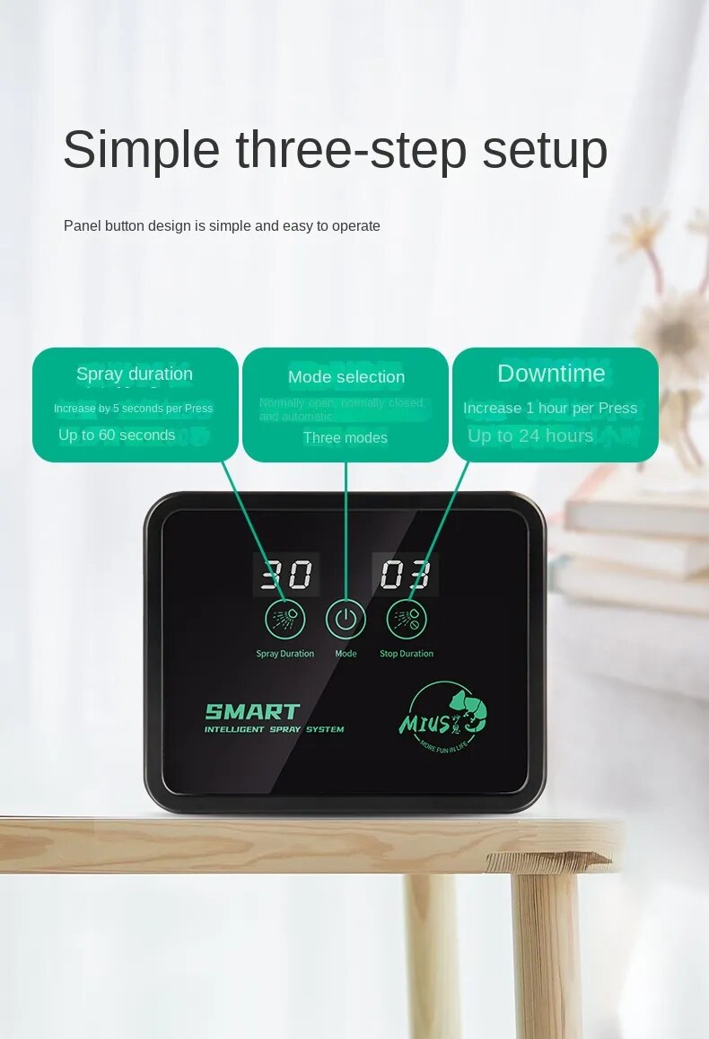 Automatic Reptile Fogger With Touch Screen Sprinkler Control