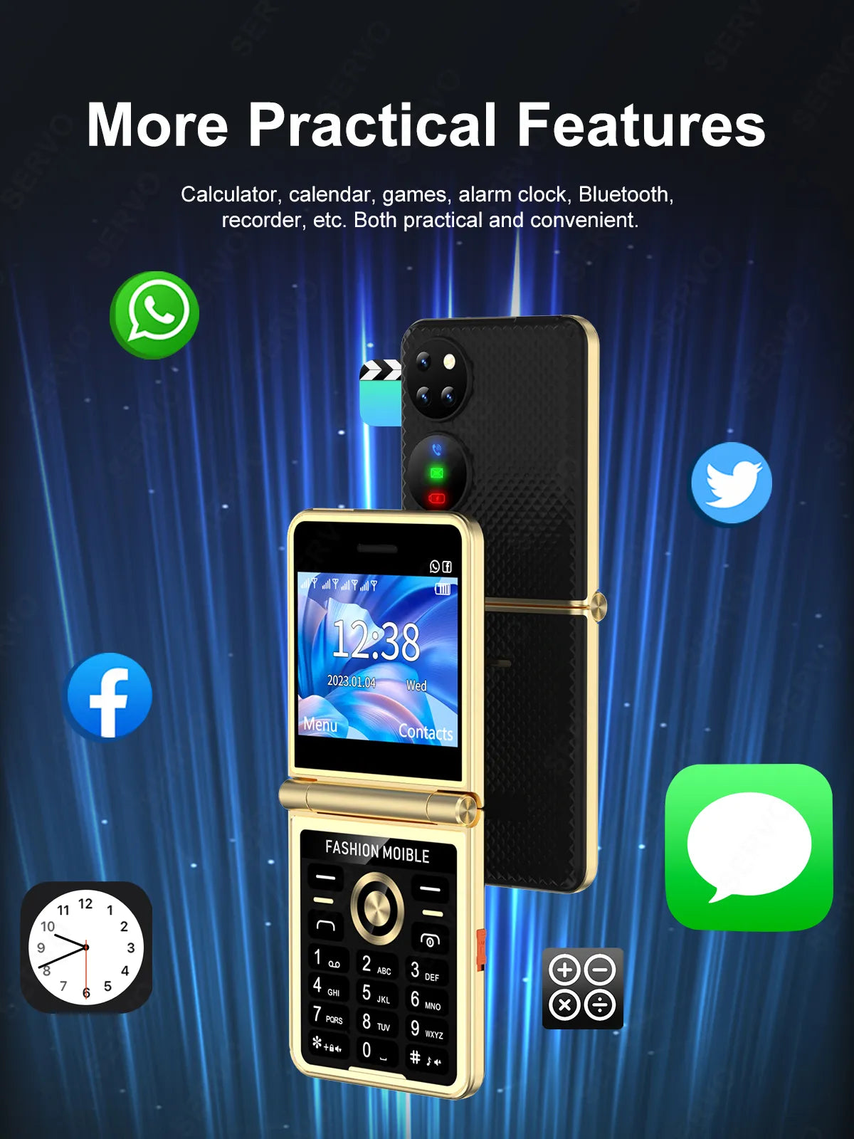 Mobile Phone 4 SIM Card 2G GSM HD Camera
