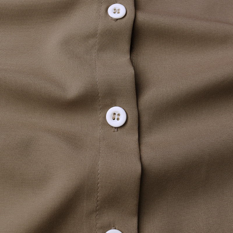Women Short Sleeve Casual Buttons Midi Dress
